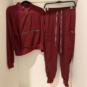 Women's Red Scrub Set